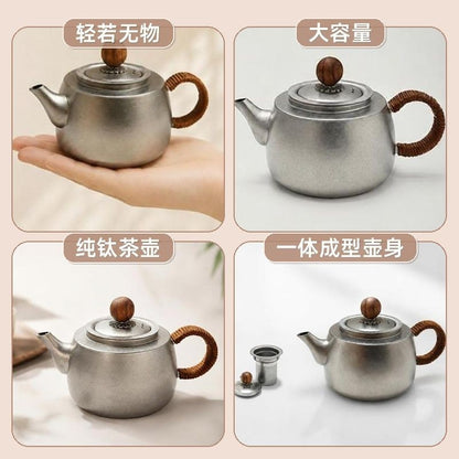 99.9% Titanium Tea Pot 350ml Portable Teapot with Infuser Tea Filter