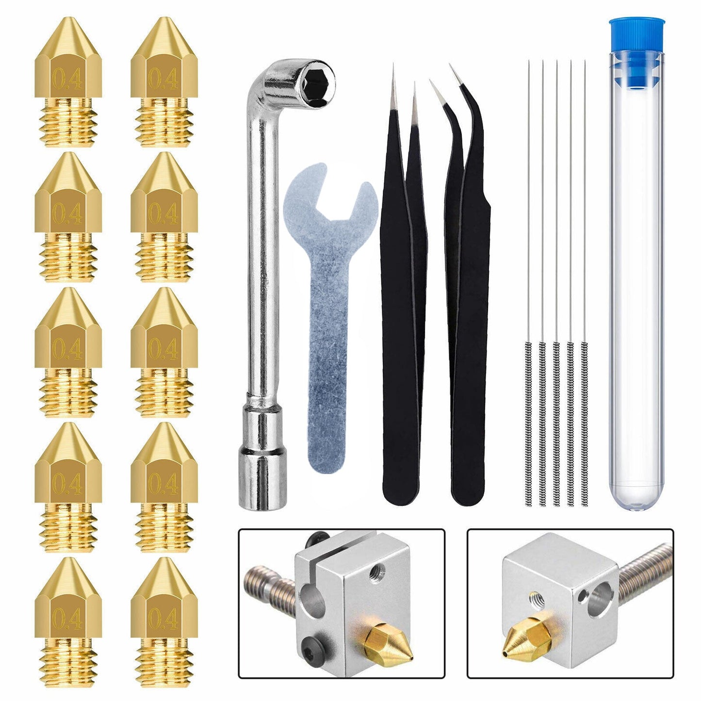 Brass Stainless Steel Printer Nozzles Nozzle Cleaning Needles Accessories Kit
