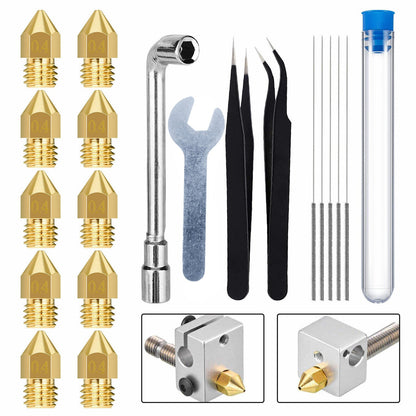 Brass Stainless Steel Printer Nozzles Nozzle Cleaning Needles Accessories Kit