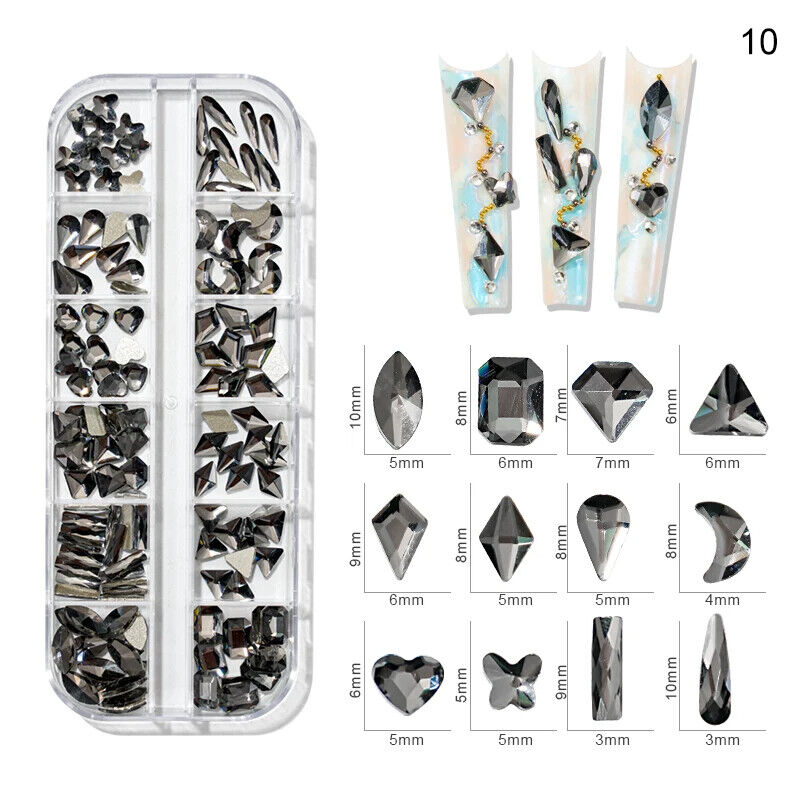 Nail Charms 30Pcs Boxed Luxury Shiny Planet Alloy 3D Art Rhinestones Bling Decor