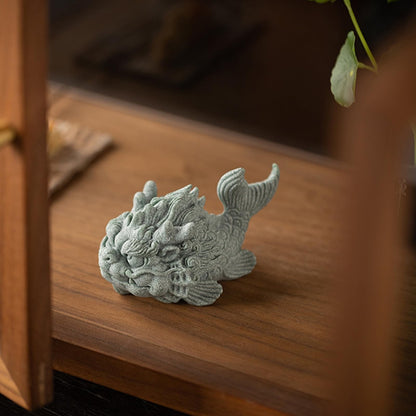 Arowana Green Sandstone Tea Pet 14.5cm 5.7in Kung Fu Tea Tray Accessories