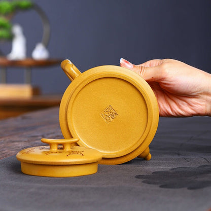 Full Handmade Tea Pot Marked 9 Infuser Hole Water Lock Master Pot 10oz Duan Clay