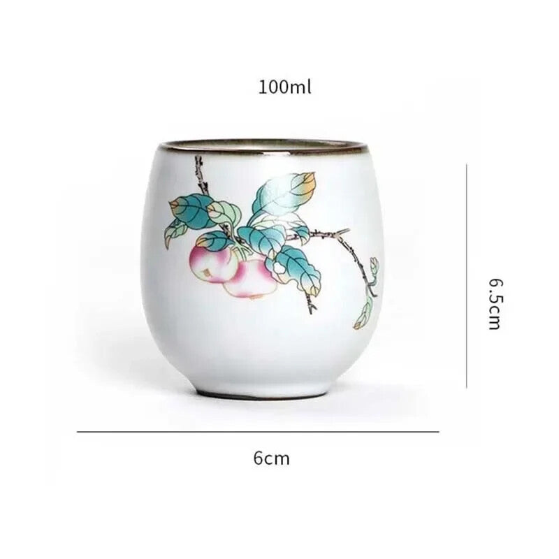 1pc China Ceramic Tea Cup White Porcelain Pottery Teacup