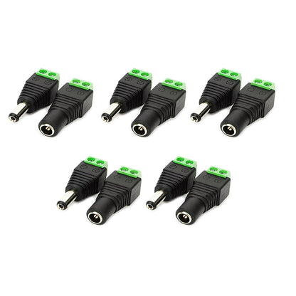 10Pcs Male & Female 5.5mm x 2.1mm DC Power Connector Jack Plug 12V 24V.