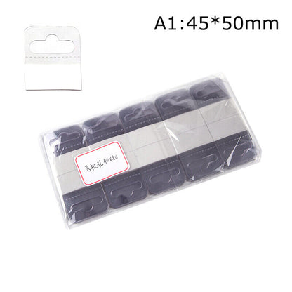 100pcs PVC Slot Hole Adhesive Hang Tags Hook Merchandise Box Bag Hangers Displa'