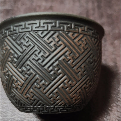 Handmade Purple Clay Relief Teacup Chinese Style Retro Master Cup 120ml