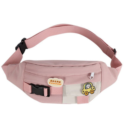 Waist Bag Canvas Leisure Solid Color Fanny Pack Cute Crossbody Chest Bag 35*14*8