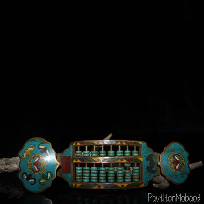 Pure Copper Cloisonn É Wire Cutting with Green Pine Nut Abacus