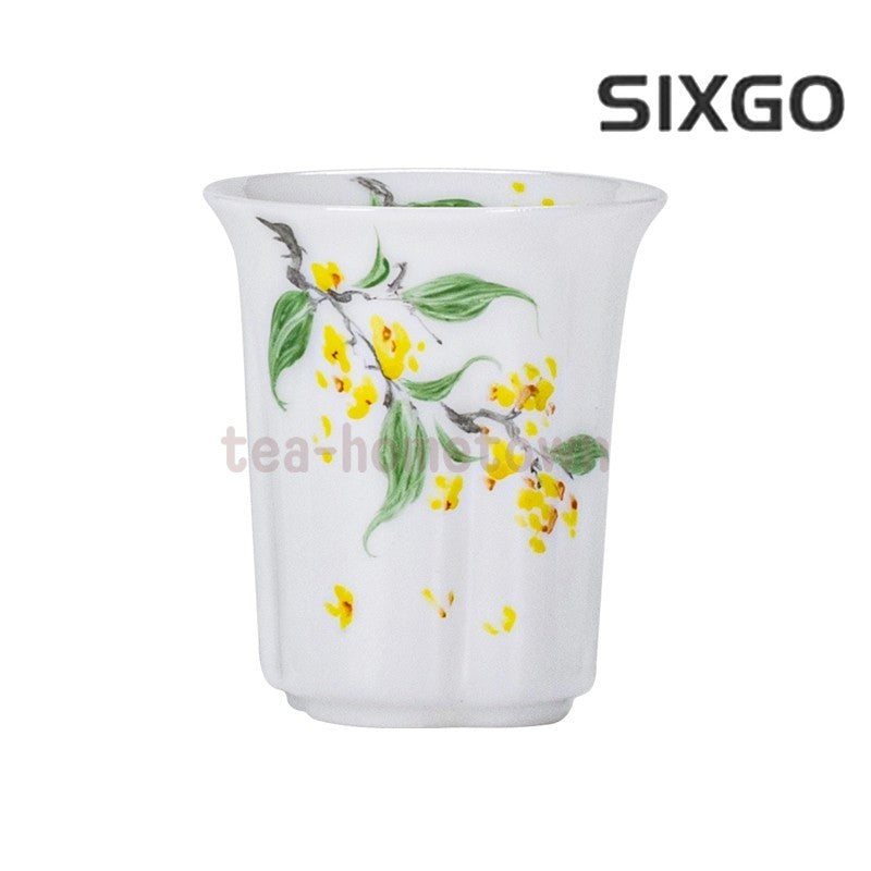 Hand Drawn Jade Porcelain Single Cup Tea Tasting Cup Household White Porcelain
