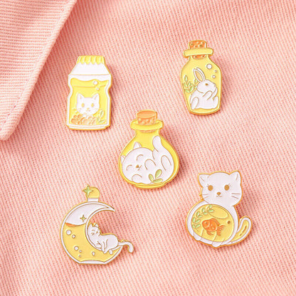 Pin Brooches Backpack Badges Meow Cat Hard enamel lapel Hat Gift Bag Goth Jeans