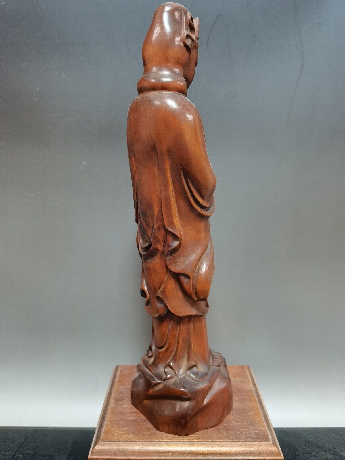 Chinese Antique Boxwood Carved Exquisite Guanyin Statue Home Decor Sculpture Art