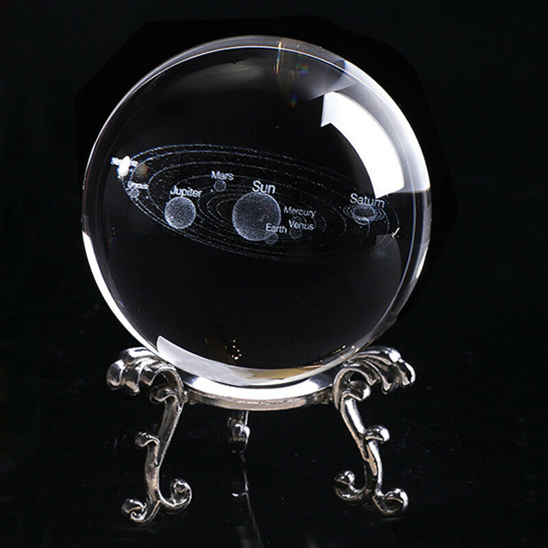 Laser Engraved Solar System Ball 3D Miniature Planets Model Sphere Glass Globe