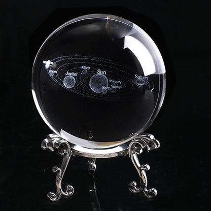 Laser Engraved Solar System Ball 3D Miniature Planets Model Sphere Glass Globe