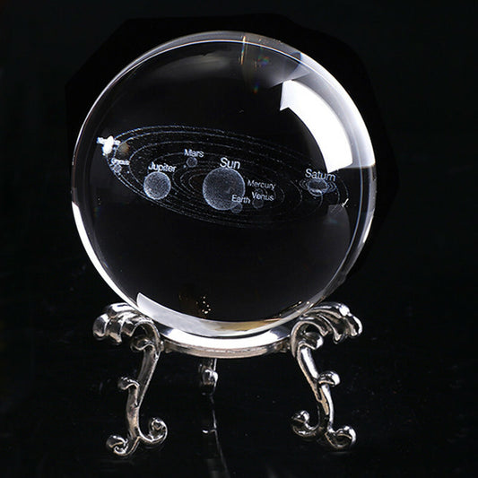 Laser Engraved Solar System Ball 3D Miniature Planets Model Sphere Glass Globe