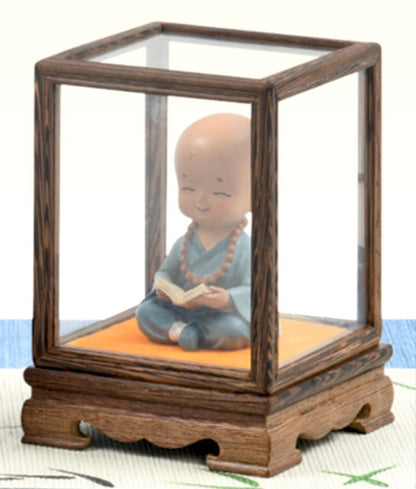 Wenge Wood Display Cover Wooden Trim Frame Base Glass Dome Case Box Decor