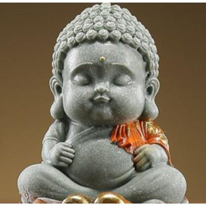 Sandstone Small Seated Buddha Figurine Tea Pet 9.5cm 3.7in Zen Tea Set Decor