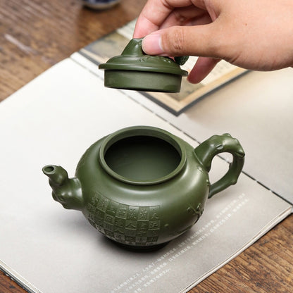 Full Handmade Tea Pot With String Bead Original Ore Real Yixing Zisha Green Clay
