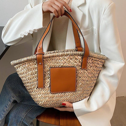 Weave Straw Rattan Crossbody Shoulder Bag Beach Handbag Purse 39*12*21 CM Pouch