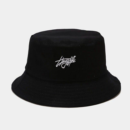 Graffiti Letter Bucket Hat Cap Double-sided Fisherman's Cap Men Women Cotton