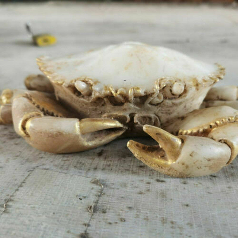 17cm Collected Antique Old White Jade Carved Crab Decorative Ornaments
