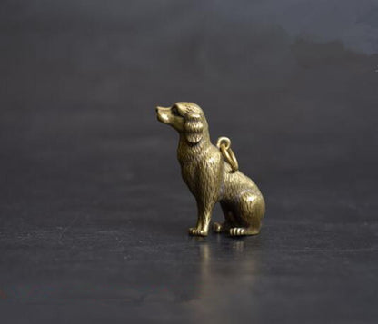 brass lucky Zodiac dog statue pendant Chinese Old Collectibles