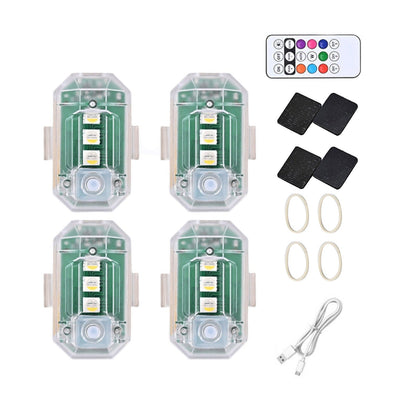 4Pcs Wireless Strobe Light RGB 8 Colors 10 Modes with Remote Control Lights