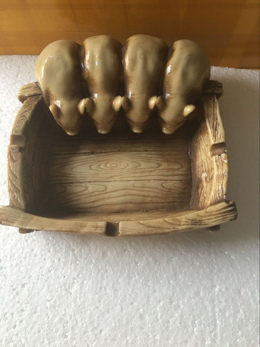 Chinese hand-carved Four statue pig ashtray