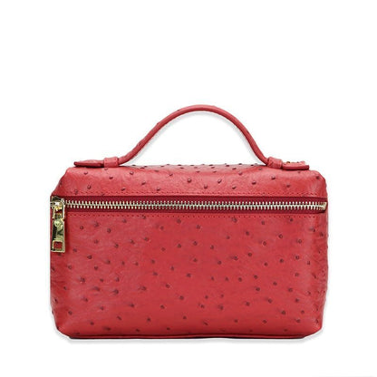 Handbag Ostrich Leather Portable Bag Small Square Clutch Bags Purse 19*12*6 CM