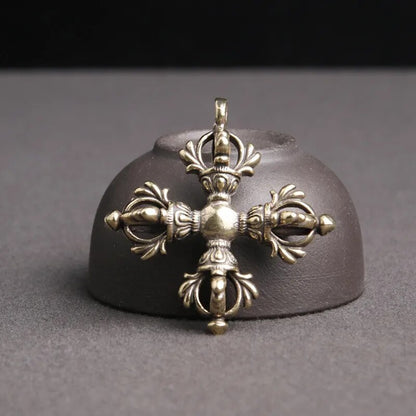 New Copper Cross Vajra Pestle Ornaments Pure Brass Buddhist Religious Instrument