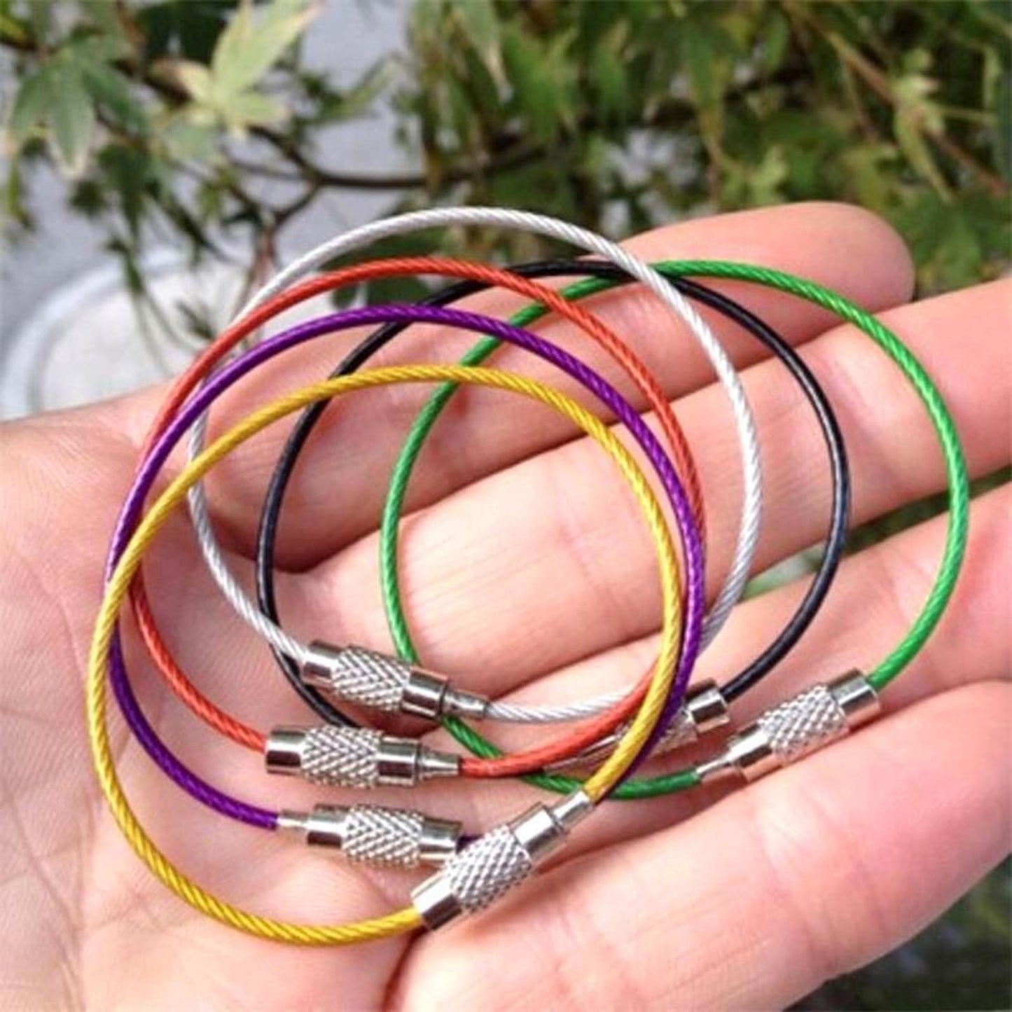 Screw Locking Stainless Steel Wire Keychain Cable Rope Key Holder 20Pcs