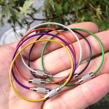 Screw Locking Stainless Steel Wire Keychain Cable Rope Key Holder 20Pcs