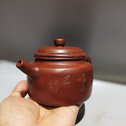 vintage chinese yixing purple clay teapot zisha ceremony bamboo leaf teaware art