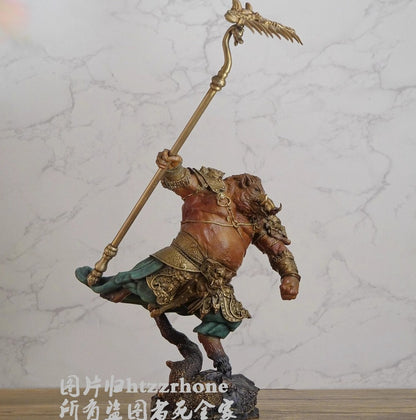 12.5" Brass Pigsy Statue Marshal Tianpeng Figure Sculpture Artwork Collection