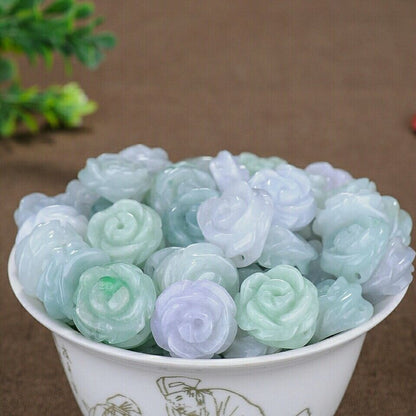 Natural Grade A Jadeite Rose Ring Handmade Red Rope Jade Ring For Women