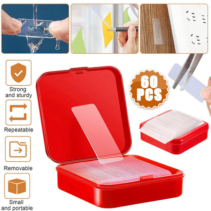 60pcs Double-sided Invisible Sticker Transparent Adhesive Traceless Sealing Tape