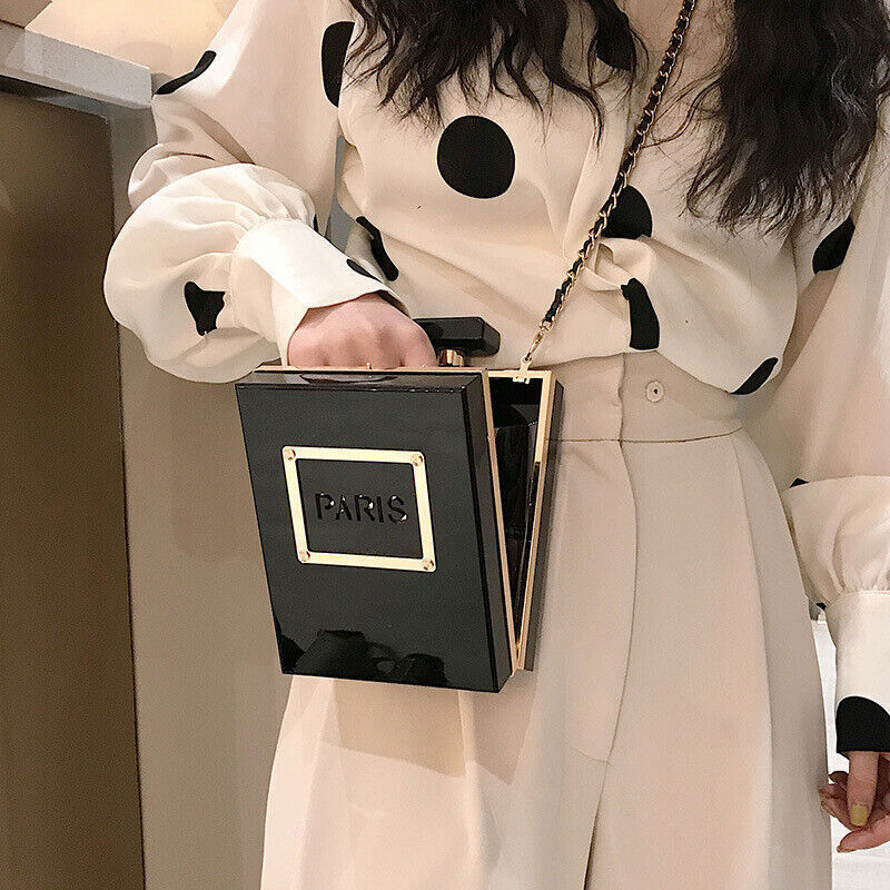 Women Fashion Perfume Bottle Acrylic Box Clutch Evening Handbag Day Clutches Bag