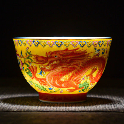 Chinese Tea Cup 100ml Porcelain Under Glaze Dragon Phoenix Master Cup Of Tea New