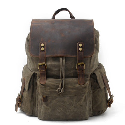 Water Resisant Vintage Waxed Canvas Backpack Hiking Travel Bag 15" Laptop Bag