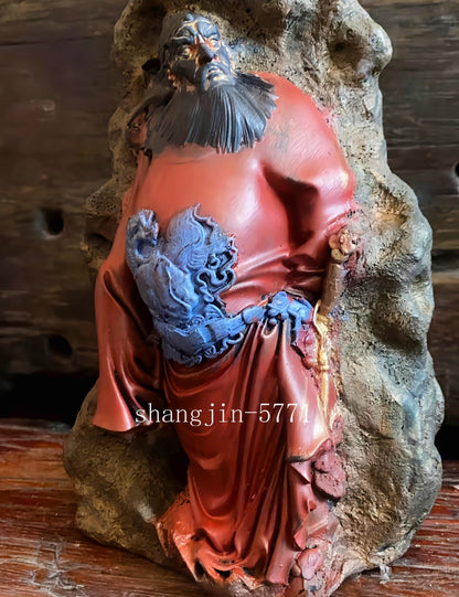 8.3" Color Stone Zhong Kui Statue Figurine Ghost Devil Demon Catcher Killer Deco