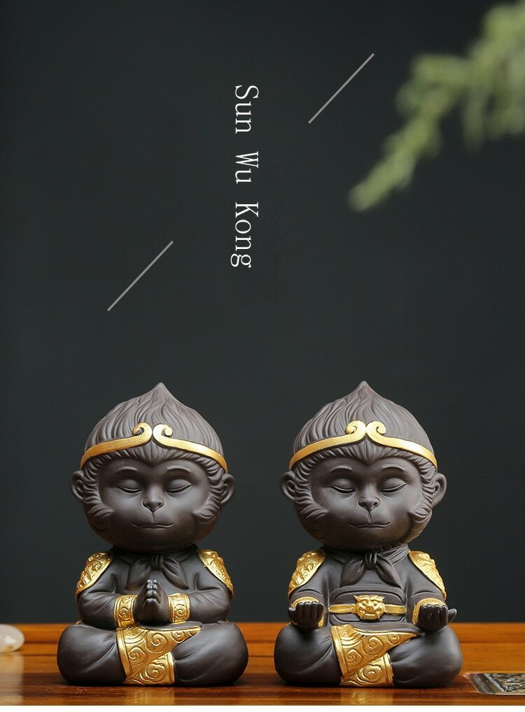 Chinese Purple Clay Kung Fu Tea Set Tea Pet Monkey King Tea Accessories Home Pet