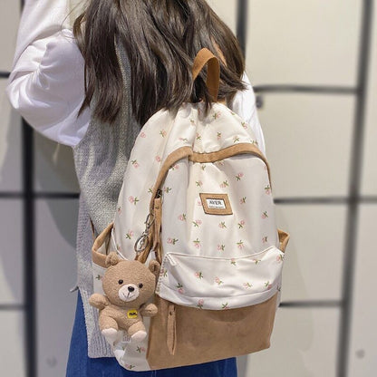 Girl Nylon Floral Bag Ladies Backpack Women Student Bag Female Laptop Backpack