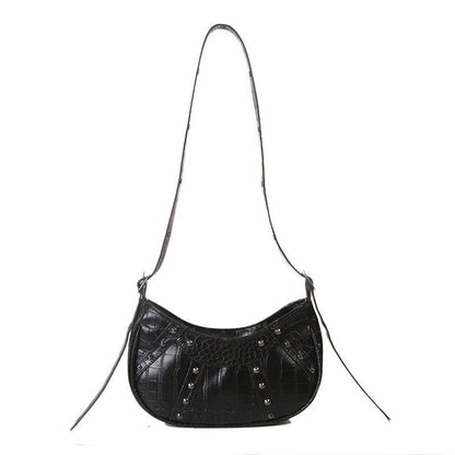 Rivet Hobos Shoulder Bag Vintage Leather Clutch Purse Handbag Underarm 23*15*7CM