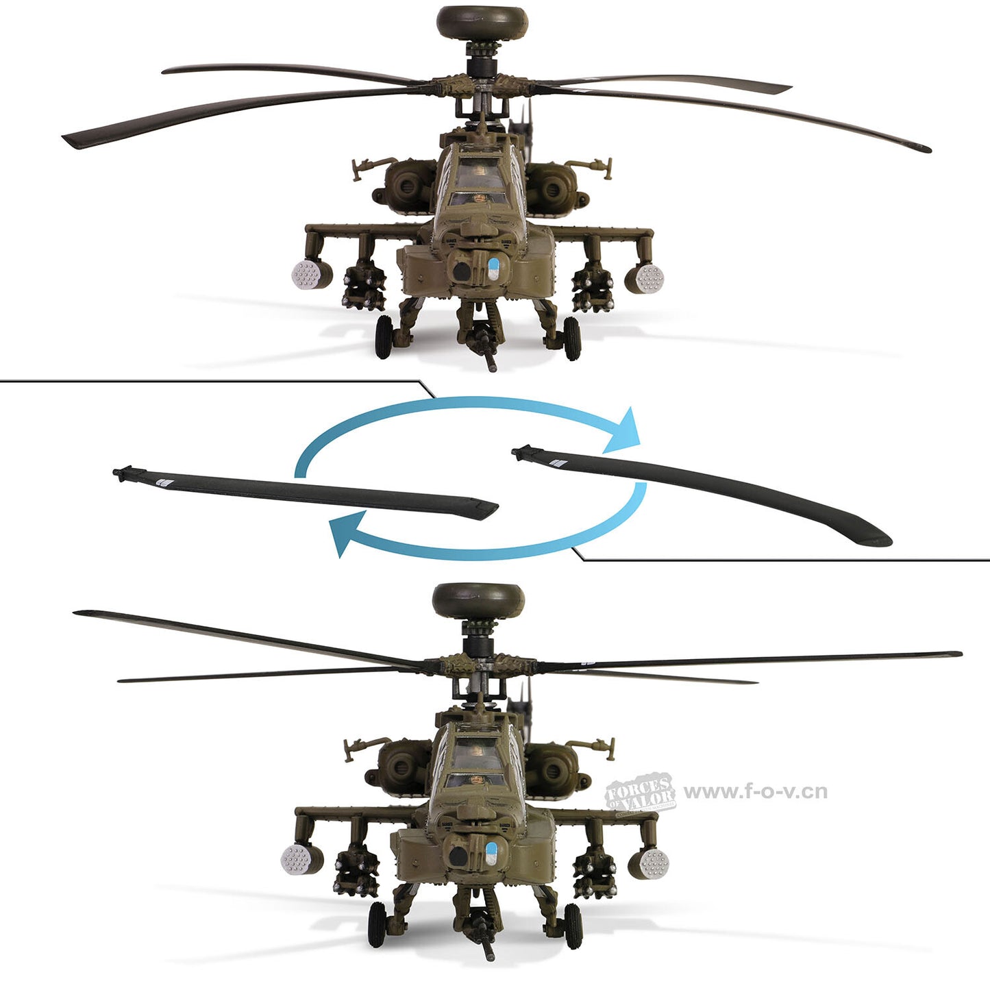 1:72 FOV U.S. ARMY BOEING AH-64 APACHE ARMED Helicopter Diecast Aircraft Model