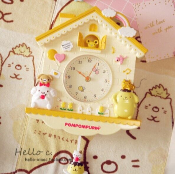SANRIO POMPOMPURIN Clock Anime Kawaii Cinnamoroll Hello Kitty Vintage Style