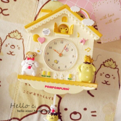 SANRIO POMPOMPURIN Clock Anime Kawaii Cinnamoroll Hello Kitty Vintage Style