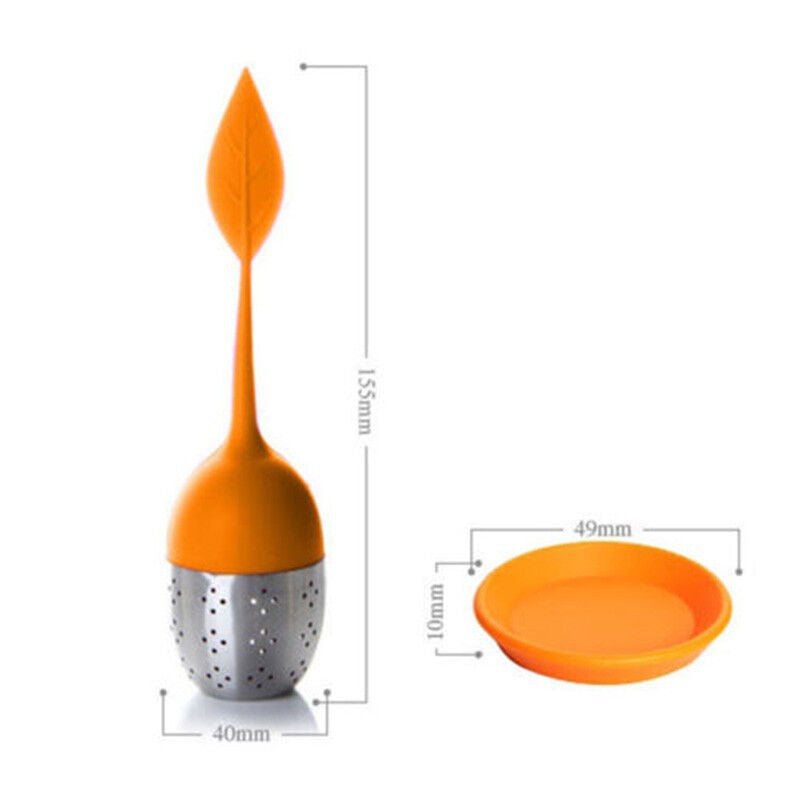Tea Infusers Silicone Food-grade Stainless Steel Leaf Shape Tea Strainer Filter