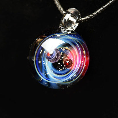 Necklace Pendant Nebula Cosmic Handmade Galaxy Men Women Jewelry 45cm Glass Rope