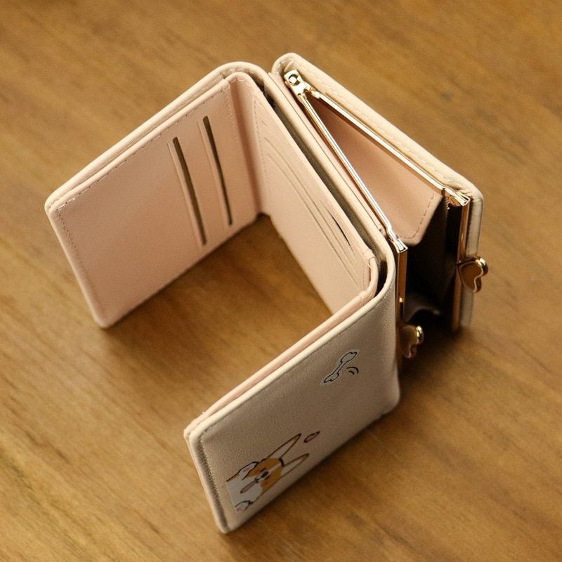 Women Wallet Small Cute Bag Short Leather Purse Clutch Polyester 3*8.5*10.5 CM
