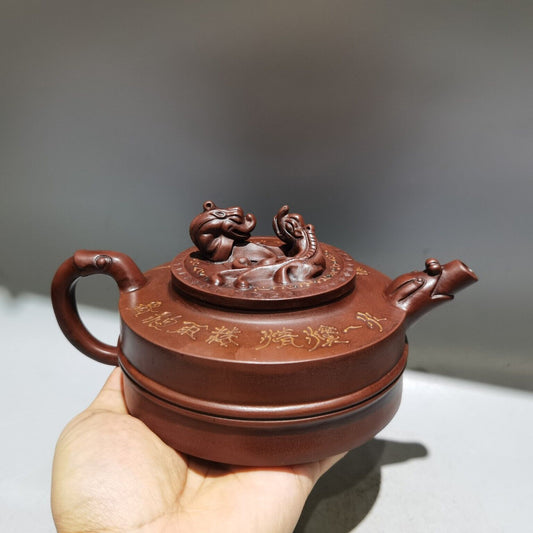 chinese yixing purple clay teapot tea set pot zisha ceramic dragon figurine art