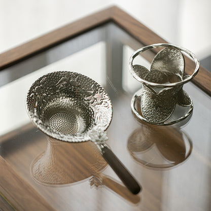 Hammer Pattern Lotus Tea Strainer Group Tea Filter Base Tea Partition